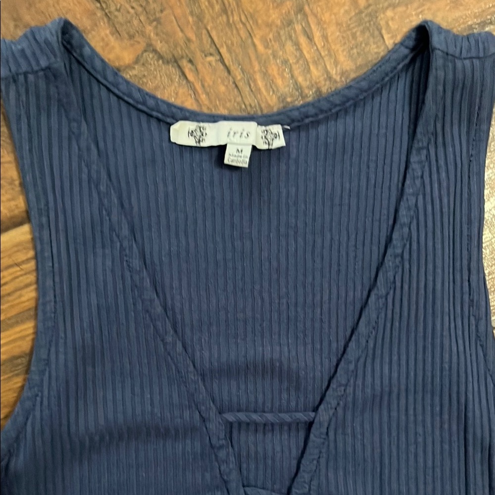 Navy Blue Ribbed Bodysuit - Picture 2 of 2